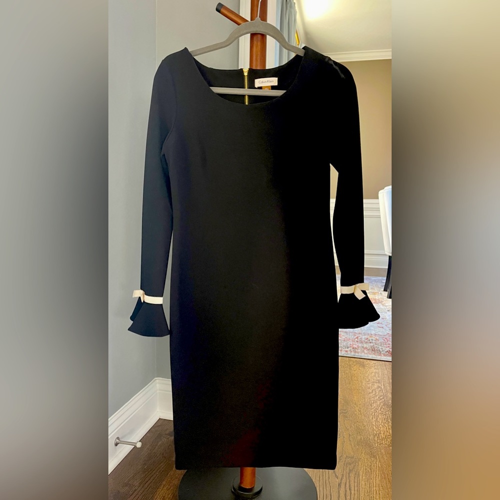 Calvin Klein black dress with white trim